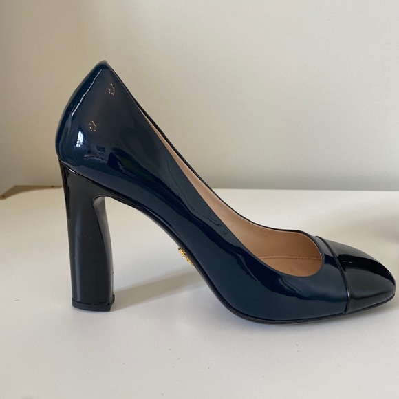 PRADA Two-Tone Patent Leather Cap-Toe Pumps - Picture 3 of 13